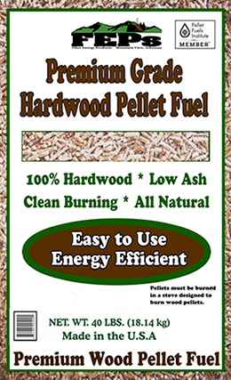 Premium Grade Hardwood Pellet Fuel front of bag
